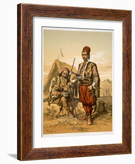 Turkish Foot Soldiers in the Ottoman Army, Pub. by Lemercier, c.1857-Amadeo Preziosi-Framed Giclee Print