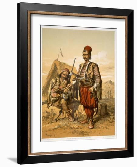 Turkish Foot Soldiers in the Ottoman Army, Pub. by Lemercier, c.1857-Amadeo Preziosi-Framed Giclee Print