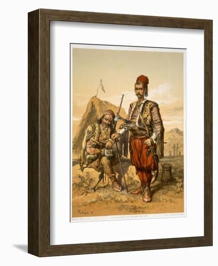 Turkish Foot Soldiers in the Ottoman Army, Pub. by Lemercier, c.1857-Amadeo Preziosi-Framed Giclee Print