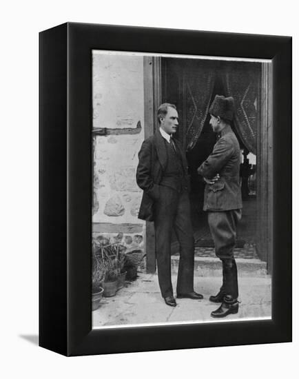 Turkish Leader Mustafa Kemal Ataturk Speaking W. His General, Ismet Pasha-null-Framed Premier Image Canvas