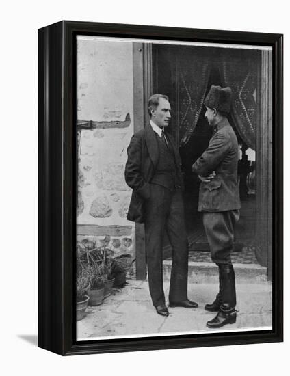 Turkish Leader Mustafa Kemal Ataturk Speaking W. His General, Ismet Pasha-null-Framed Premier Image Canvas