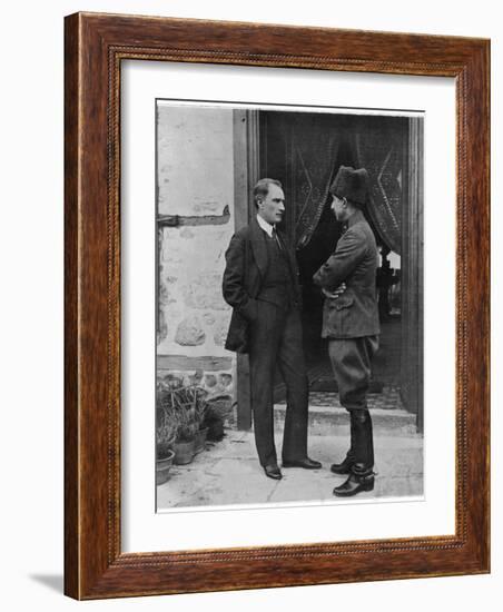 Turkish Leader Mustafa Kemal Ataturk Speaking W. His General, Ismet Pasha-null-Framed Photographic Print