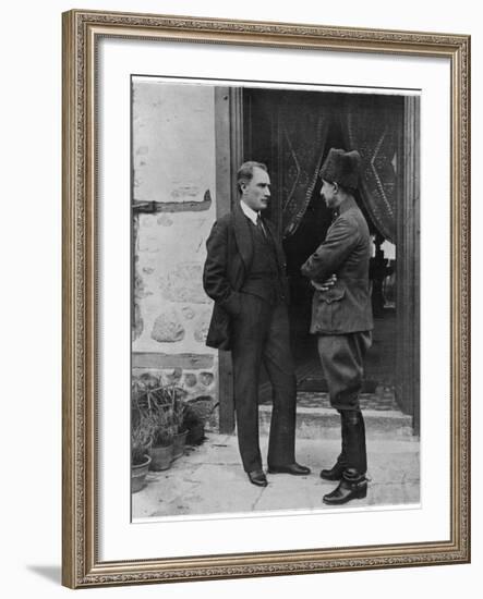 Turkish Leader Mustafa Kemal Ataturk Speaking W. His General, Ismet Pasha-null-Framed Photographic Print