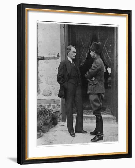 Turkish Leader Mustafa Kemal Ataturk Speaking W. His General, Ismet Pasha-null-Framed Photographic Print