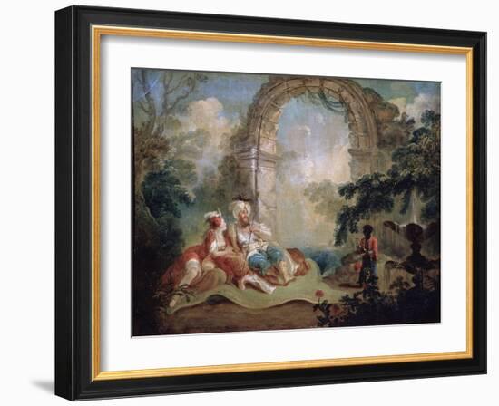 Turkish Pasha and Odalisque, Late 18th or Early 19th Century-Jean-Baptiste Hilair-Framed Giclee Print