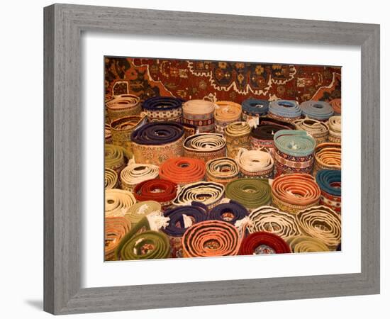 Turkish Rugs on Display, Cappadoccia, Turkey-Darrell Gulin-Framed Photographic Print