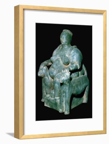 Turkish sculpture of a mother-goddess on a leopard throne. Artist: Unknown-Unknown-Framed Giclee Print