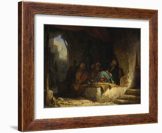 Turks in a Coffee House, 1855-60-Carl Spitzweg-Framed Giclee Print