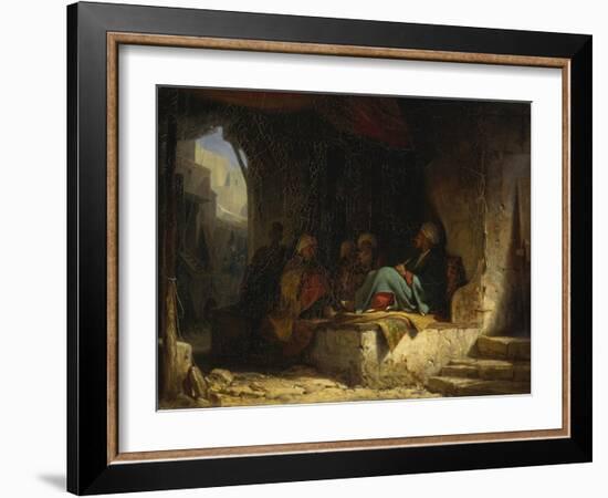 Turks in a Coffee House, 1855-60-Carl Spitzweg-Framed Giclee Print