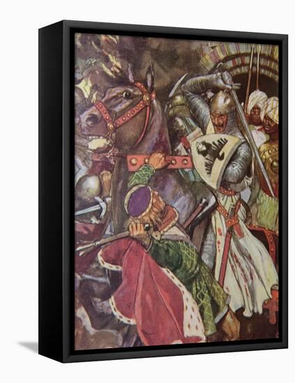 "Turn, False Hearted Templar!. Let Go Her Whom Thou Art Unworthy to Touch!.", Illustration from…-Maurice Greiffenhagen-Framed Premier Image Canvas