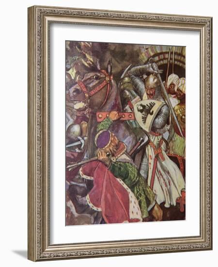 "Turn, False Hearted Templar!. Let Go Her Whom Thou Art Unworthy to Touch!.", Illustration from…-Maurice Greiffenhagen-Framed Giclee Print