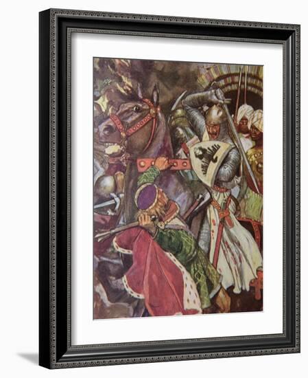 "Turn, False Hearted Templar!. Let Go Her Whom Thou Art Unworthy to Touch!.", Illustration from…-Maurice Greiffenhagen-Framed Giclee Print