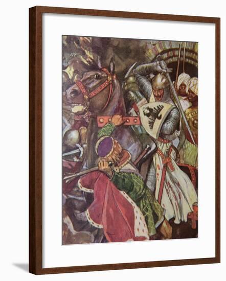 "Turn, False Hearted Templar!. Let Go Her Whom Thou Art Unworthy to Touch!.", Illustration from…-Maurice Greiffenhagen-Framed Giclee Print