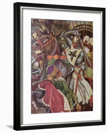 "Turn, False Hearted Templar!. Let Go Her Whom Thou Art Unworthy to Touch!.", Illustration from…-Maurice Greiffenhagen-Framed Giclee Print