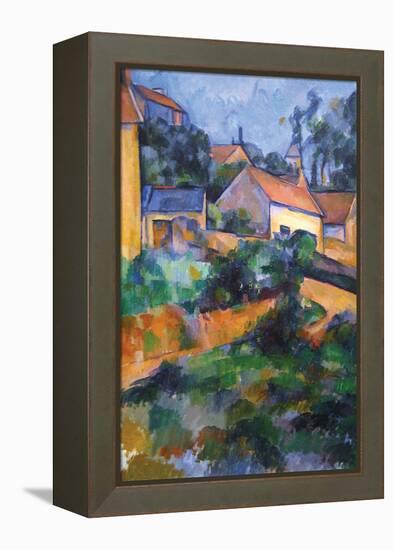 Turning Road at Montgeroult-Paul Cézanne-Framed Stretched Canvas