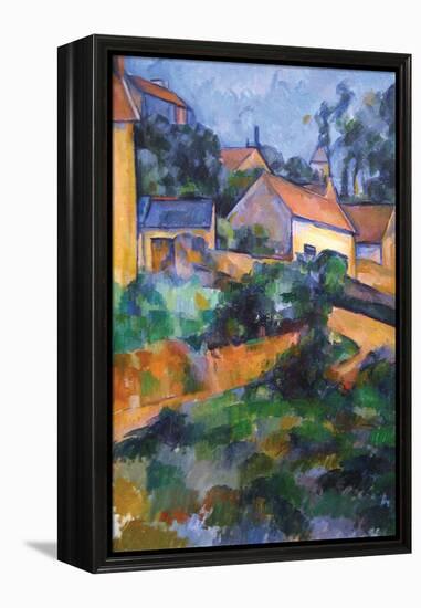 Turning Road at Montgeroult-Paul Cézanne-Framed Stretched Canvas