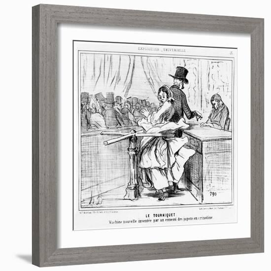 Turnstile at the Universal Exhibition in Paris, Cartoon from the 'Exposition Universelle' Series,…-Honore Daumier-Framed Giclee Print