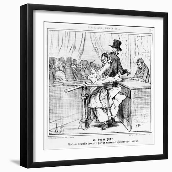 Turnstile at the Universal Exhibition in Paris, Cartoon from the 'Exposition Universelle' Series,…-Honore Daumier-Framed Giclee Print