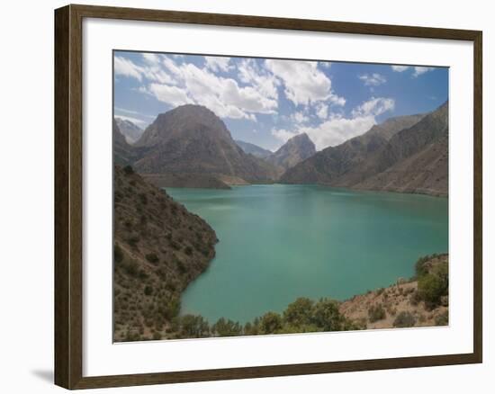 Turquoise Alexander Lake (Iskanderkul Lake) in Fann Mountains, Tajikistan, Central Asia, Asia-Michael Runkel-Framed Photographic Print