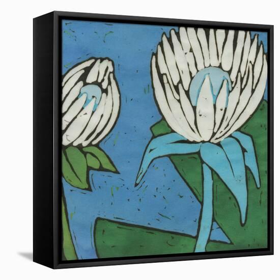 Turquoise Batik Botanical IV-Andrea Davis-Framed Stretched Canvas