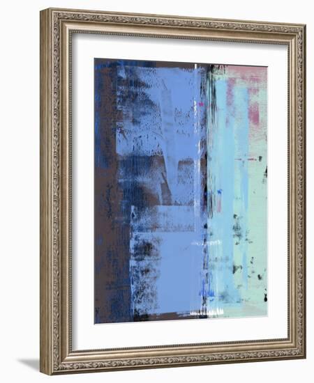 Turquoise Blue Abstract Composition I-Alma Levine-Framed Art Print