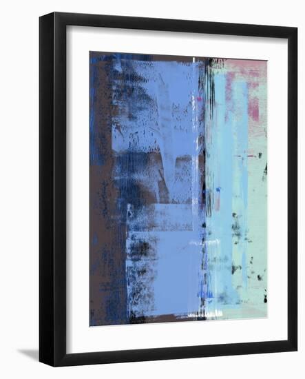 Turquoise Blue Abstract Composition I-Alma Levine-Framed Art Print