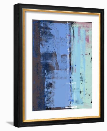 Turquoise Blue Abstract Composition I-Alma Levine-Framed Art Print