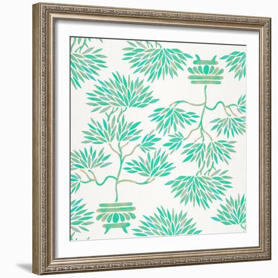 Turquoise Bonsai Pattern-Cat Coquillette-Framed Giclee Print