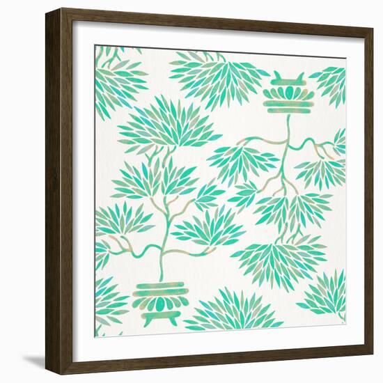 Turquoise Bonsai Pattern-Cat Coquillette-Framed Giclee Print