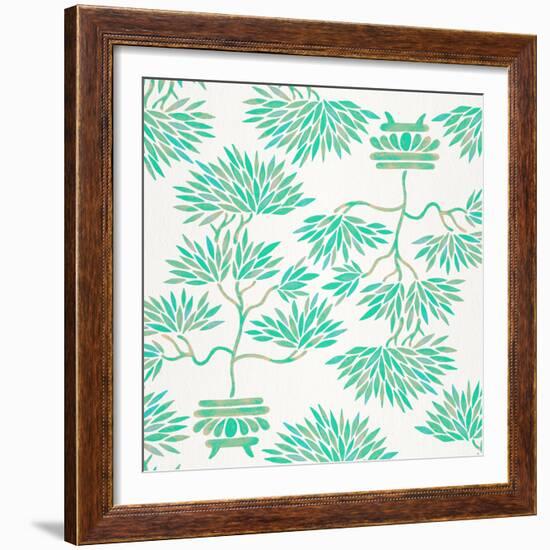 Turquoise Bonsai Pattern-Cat Coquillette-Framed Giclee Print