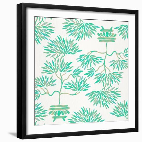 Turquoise Bonsai Pattern-Cat Coquillette-Framed Giclee Print