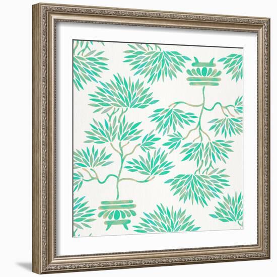 Turquoise Bonsai Pattern-Cat Coquillette-Framed Giclee Print