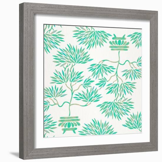 Turquoise Bonsai Pattern-Cat Coquillette-Framed Giclee Print