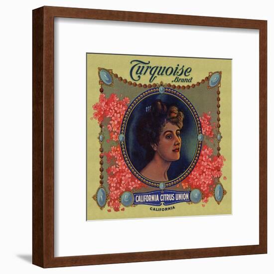 Turquoise Brand - California - Citrus Crate Label-Lantern Press-Framed Art Print