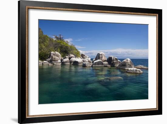 Turquoise Clear Water and Granite Rocks, Mumbo Island, Cape Maclear, Lake Malawi, Malawi, Africa-Michael Runkel-Framed Photographic Print