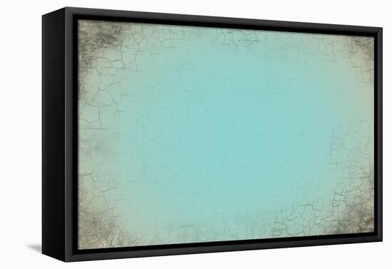 Turquoise Cracked Background-krasstin-Framed Stretched Canvas