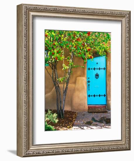 Turquoise Door, Santa Fe, New Mexico-Tom Haseltine-Framed Photographic Print