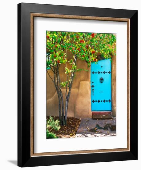 Turquoise Door, Santa Fe, New Mexico-Tom Haseltine-Framed Photographic Print