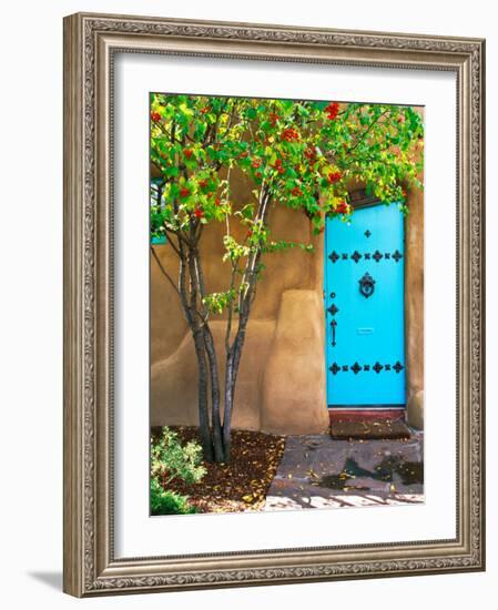 Turquoise Door, Santa Fe, New Mexico-Tom Haseltine-Framed Photographic Print