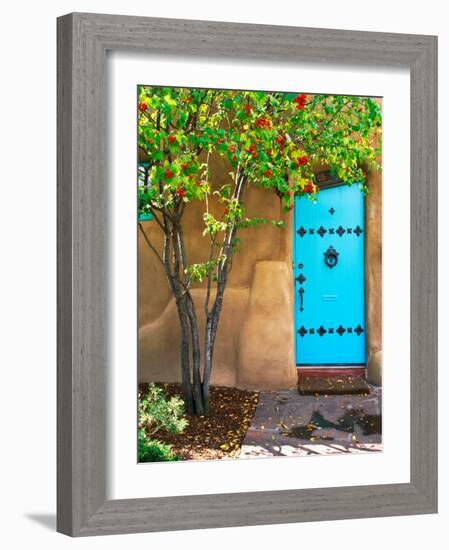 Turquoise Door, Santa Fe, New Mexico-Tom Haseltine-Framed Photographic Print