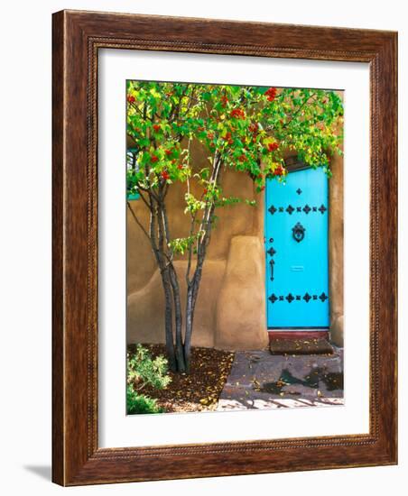 Turquoise Door, Santa Fe, New Mexico-Tom Haseltine-Framed Photographic Print