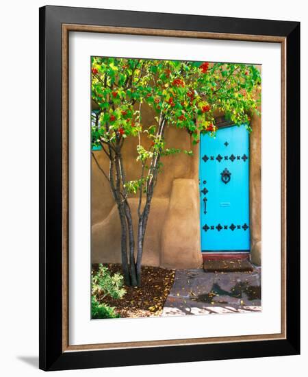 Turquoise Door, Santa Fe, New Mexico-Tom Haseltine-Framed Photographic Print