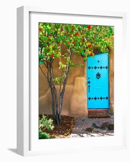 Turquoise Door, Santa Fe, New Mexico-Tom Haseltine-Framed Photographic Print