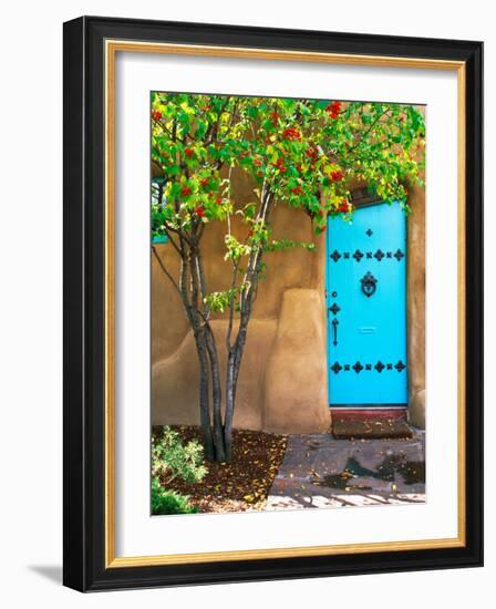 Turquoise Door, Santa Fe, New Mexico-Tom Haseltine-Framed Photographic Print