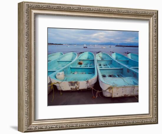 Turquoise Fishing Boats in Fishing Village, North of Puerto Vallarta, Colonial Heartland, Mexico-Tom Haseltine-Framed Photographic Print