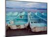 Turquoise Fishing Boats in Fishing Village, North of Puerto Vallarta, Colonial Heartland, Mexico-Tom Haseltine-Mounted Photographic Print