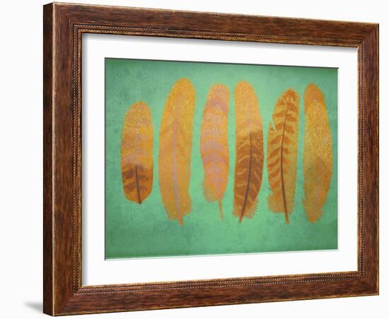 Turquoise & Gold Feather 1-Natasha Wescoat-Framed Giclee Print