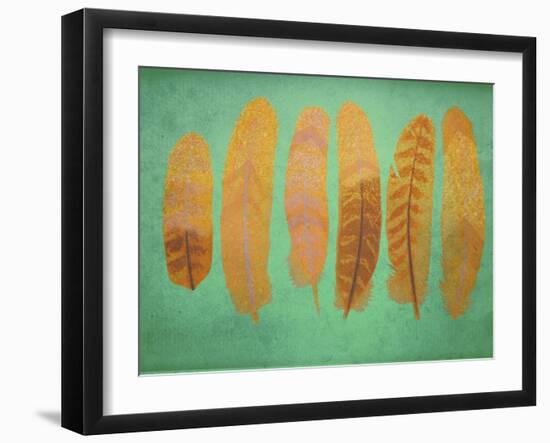 Turquoise & Gold Feather 1-Natasha Wescoat-Framed Giclee Print