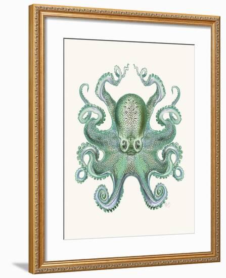 Turquoise Octopus and Squid a-Fab Funky-Framed Art Print