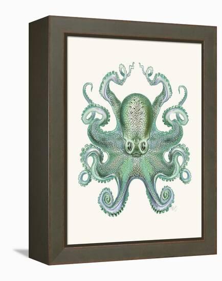 Turquoise Octopus and Squid a-Fab Funky-Framed Stretched Canvas